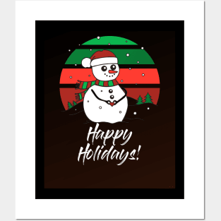 Happy Holidays SNOWMAN (sunset) Posters and Art